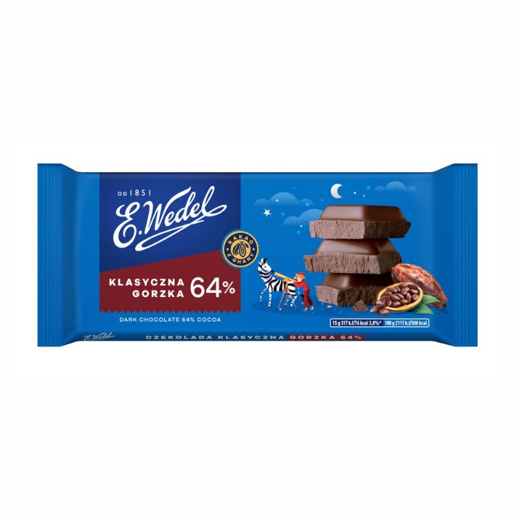 Obrazek Wedel Czekolada 90g klasyczna GORZKA 64% 
